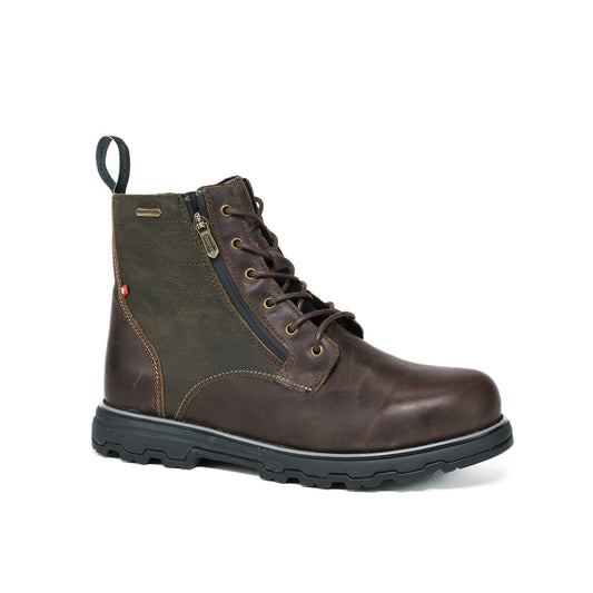 Brown & Olive Double Zipper Men's Winter Boots