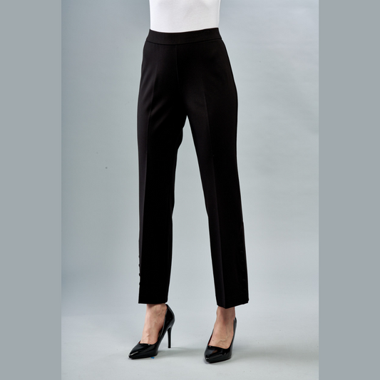 Solid Black Scuba Side-Button Pant