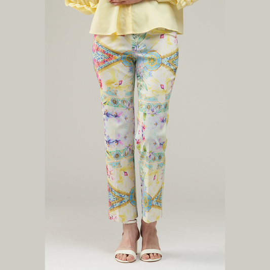 Watercolor Floral Print Techno Capri Pants