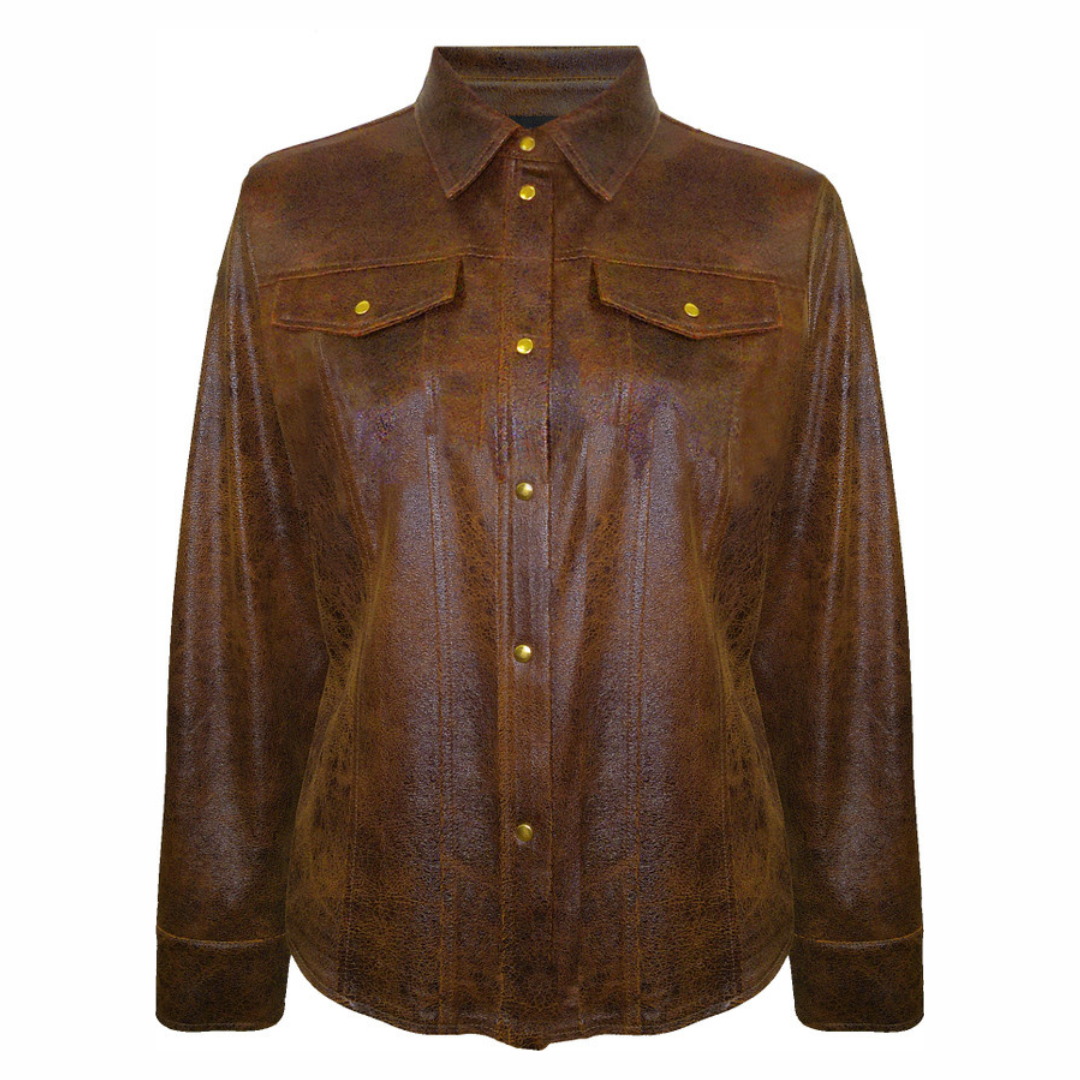Brown Vegan Leather Shacket
