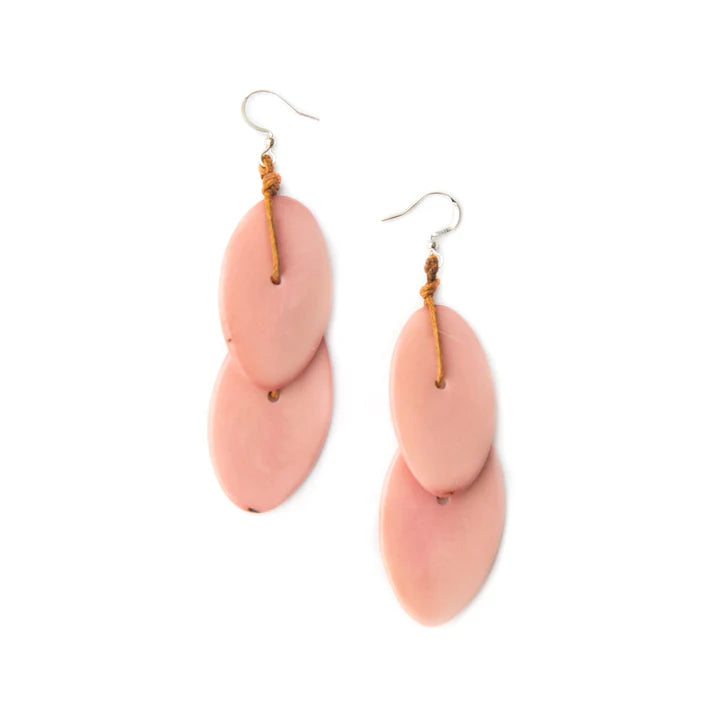 Oval Tagua Seed Earrings