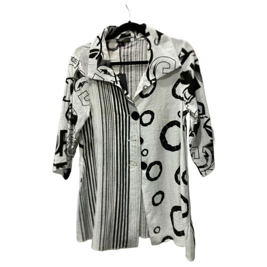 Black And White Stripes & Circles Print Shirt