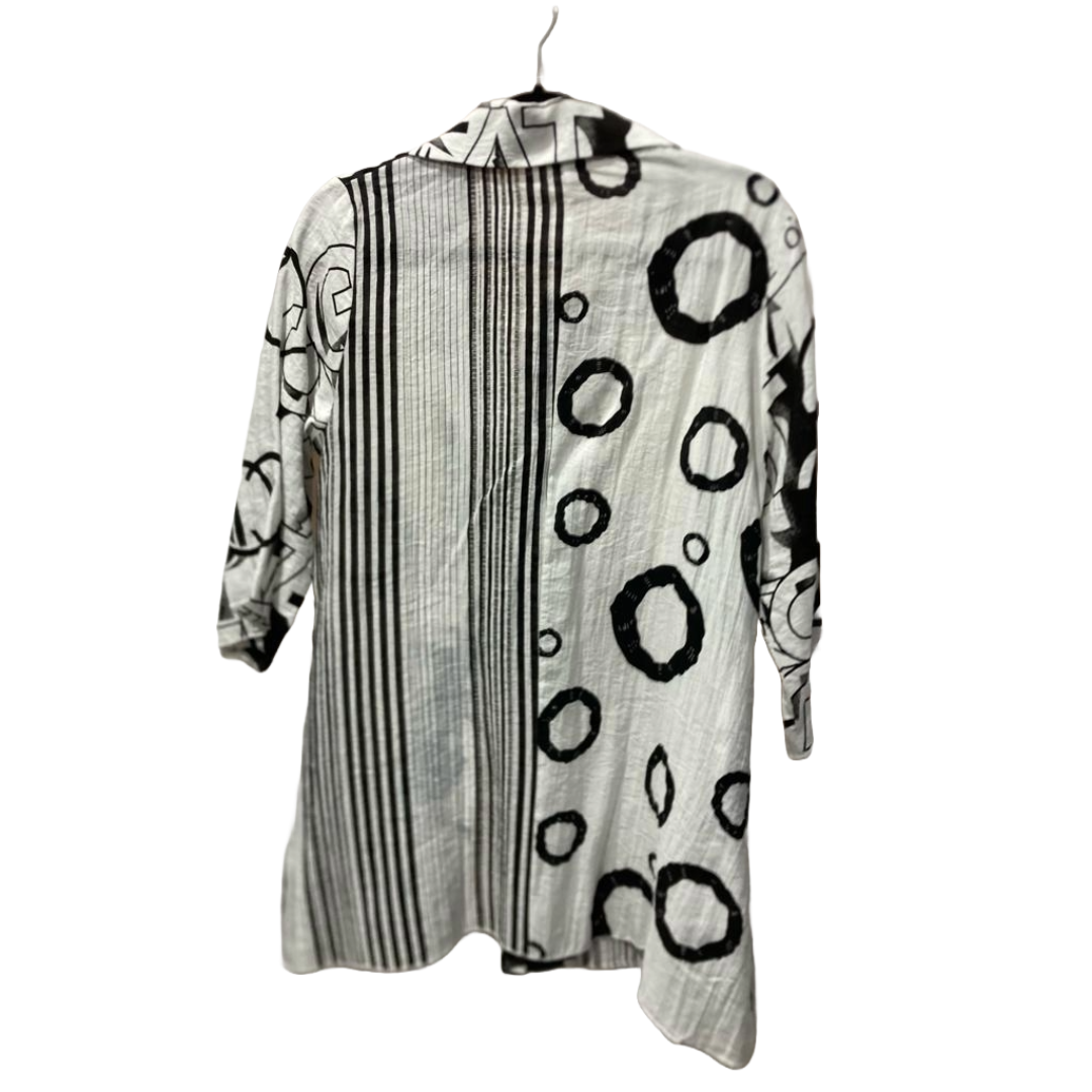 Black And White Stripes & Circles Print Shirt
