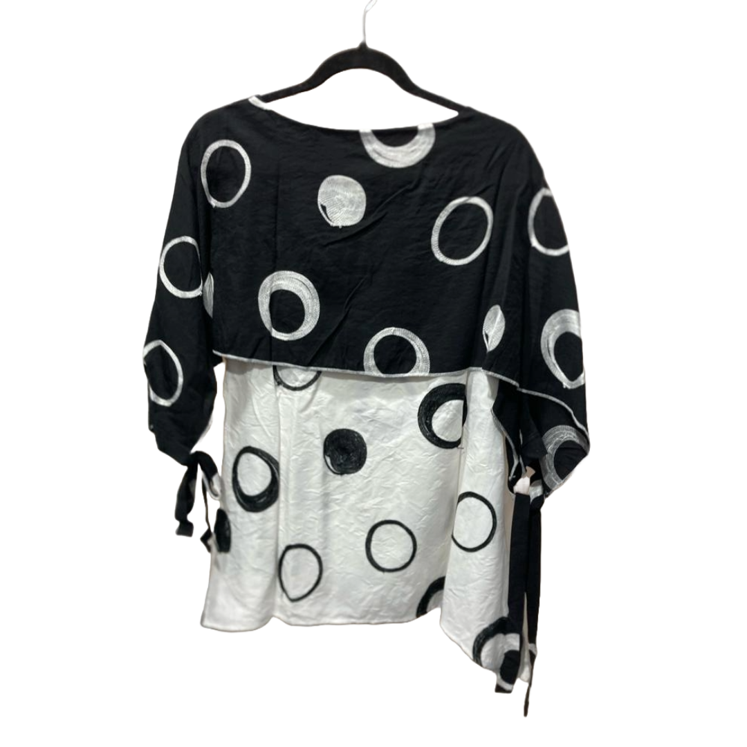 Black & White Overlay Shirt With Circle Embroidery
