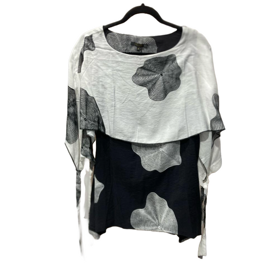 Black & White Overlay Shirt With Abstract Embroidery