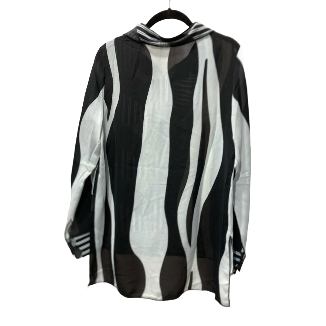Black & White Striped Blouse With Front Detail