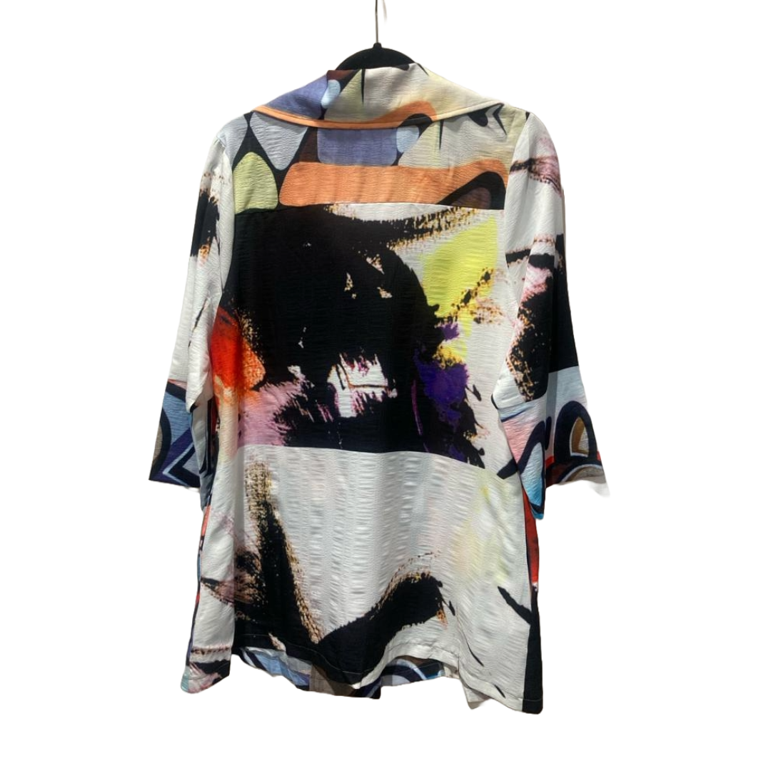 Black & White Shirt With Abstract Design In Vibrant Colors