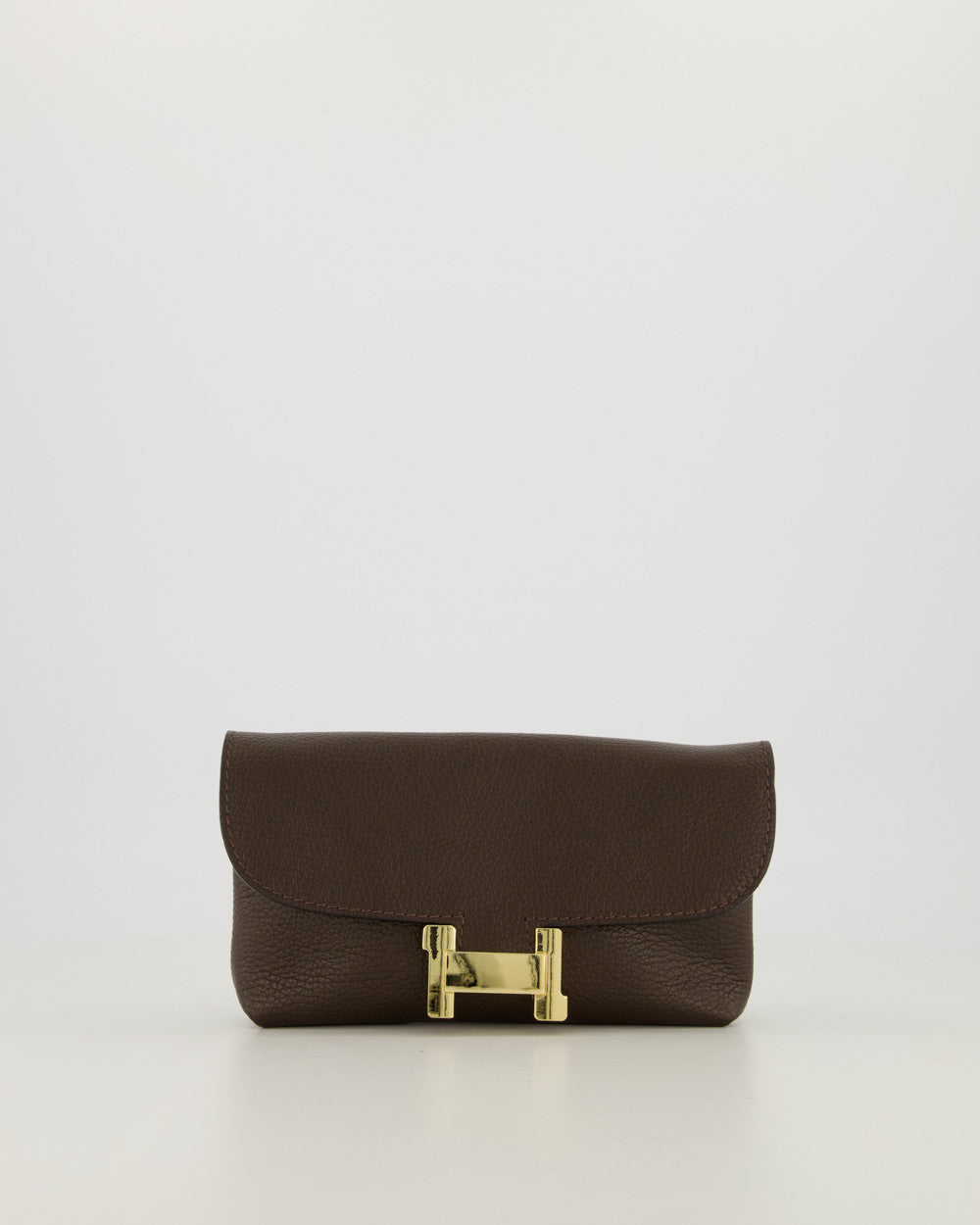 Leather Clutch & Crossbody Bag with Gold Hardware