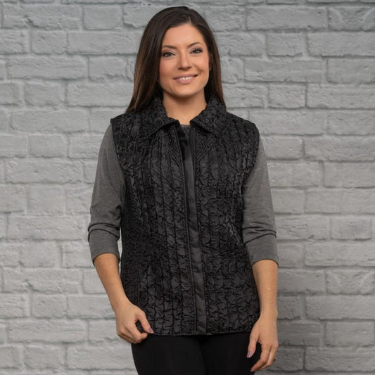 Black Travel Vest With Zip Front & Travel Pouch