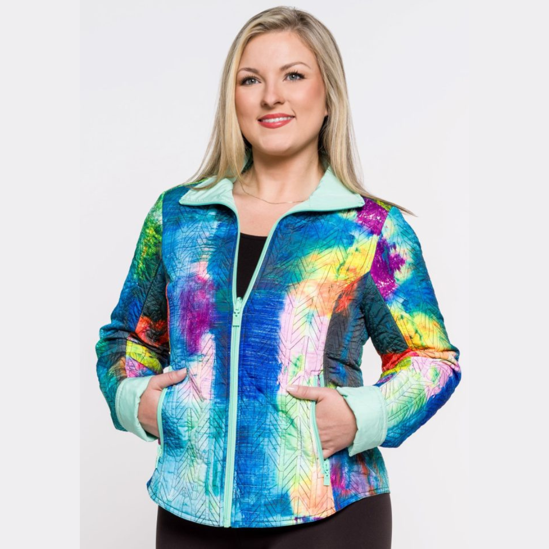 Mint & Colorful Print Reversible Quilted Jacket