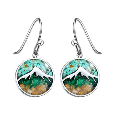 Dainty Circle Mountain Inlay Earrings