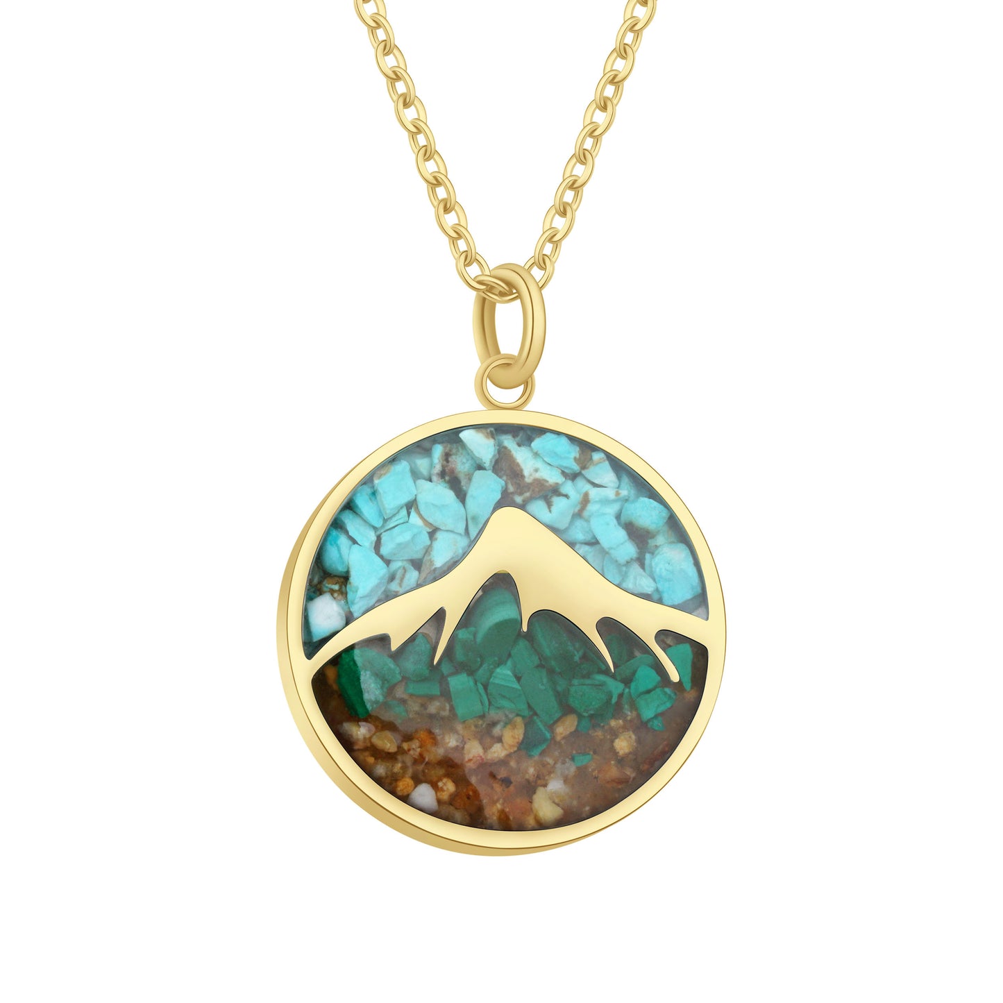 Natural Stone Inlay Mountain Pendant Necklace