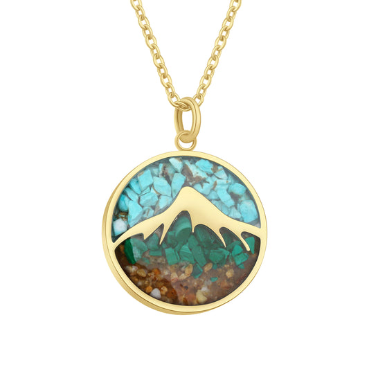 Natural Stone Inlay Mountain Pendant Necklace