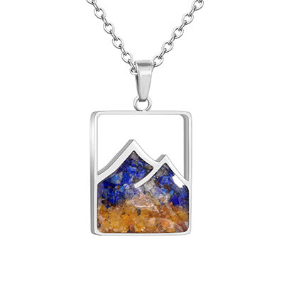 Rectangular Mountain Range Inlay Necklace