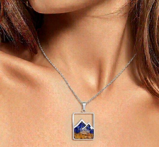 Rectangular Mountain Range Inlay Necklace