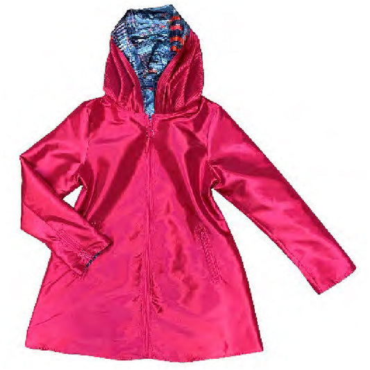 Reversible Fuchsia Travel Coat With Artistic Print