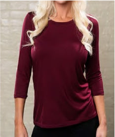 3/4 Sleeve Bamboo Top – Burgundy