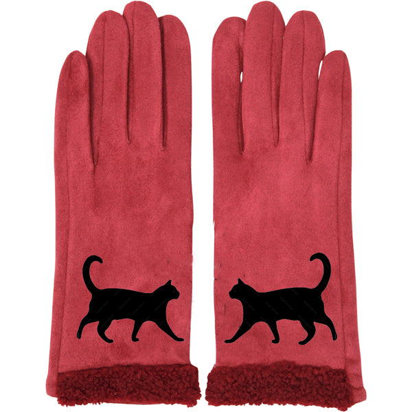 Cat Silhouette Touch Screen Smart Gloves