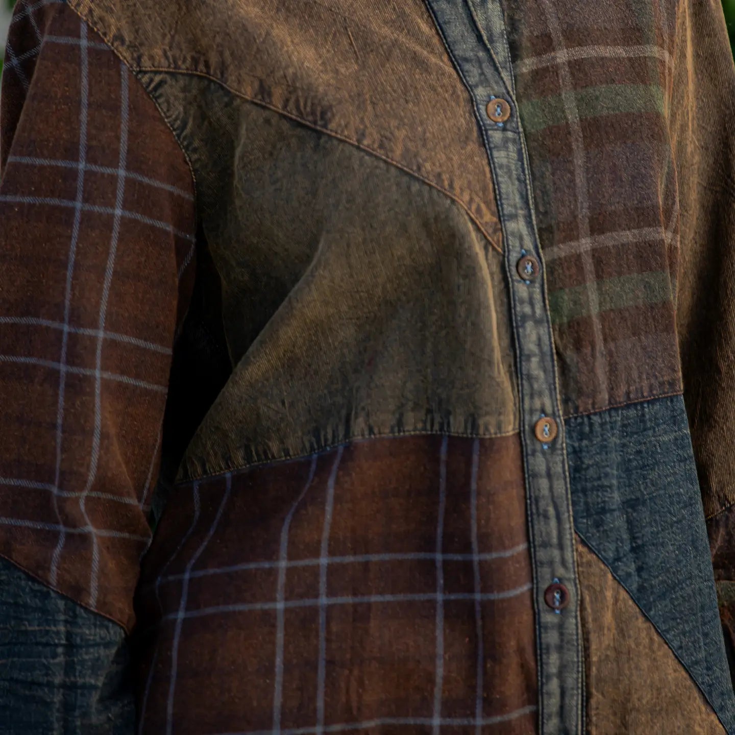Vintage Patchwork Button-Down Shirt
