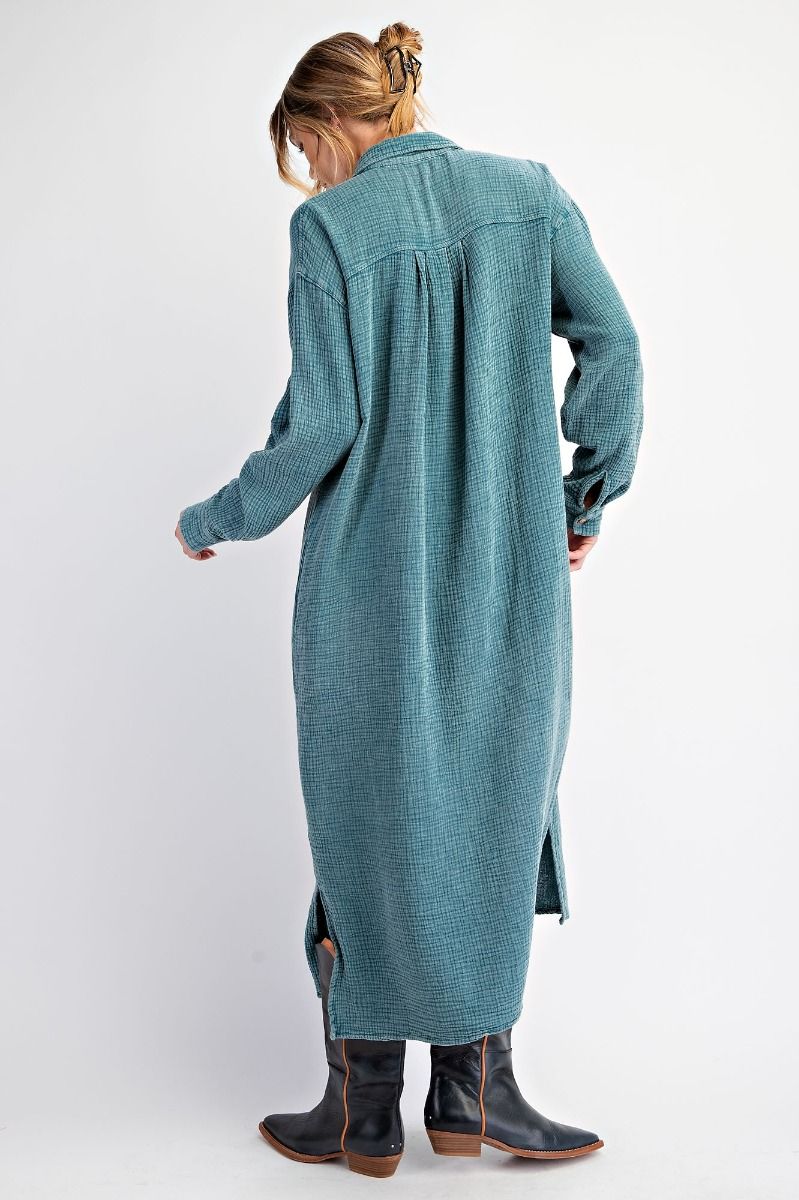 Mineral Washed Cotton Duster Dress