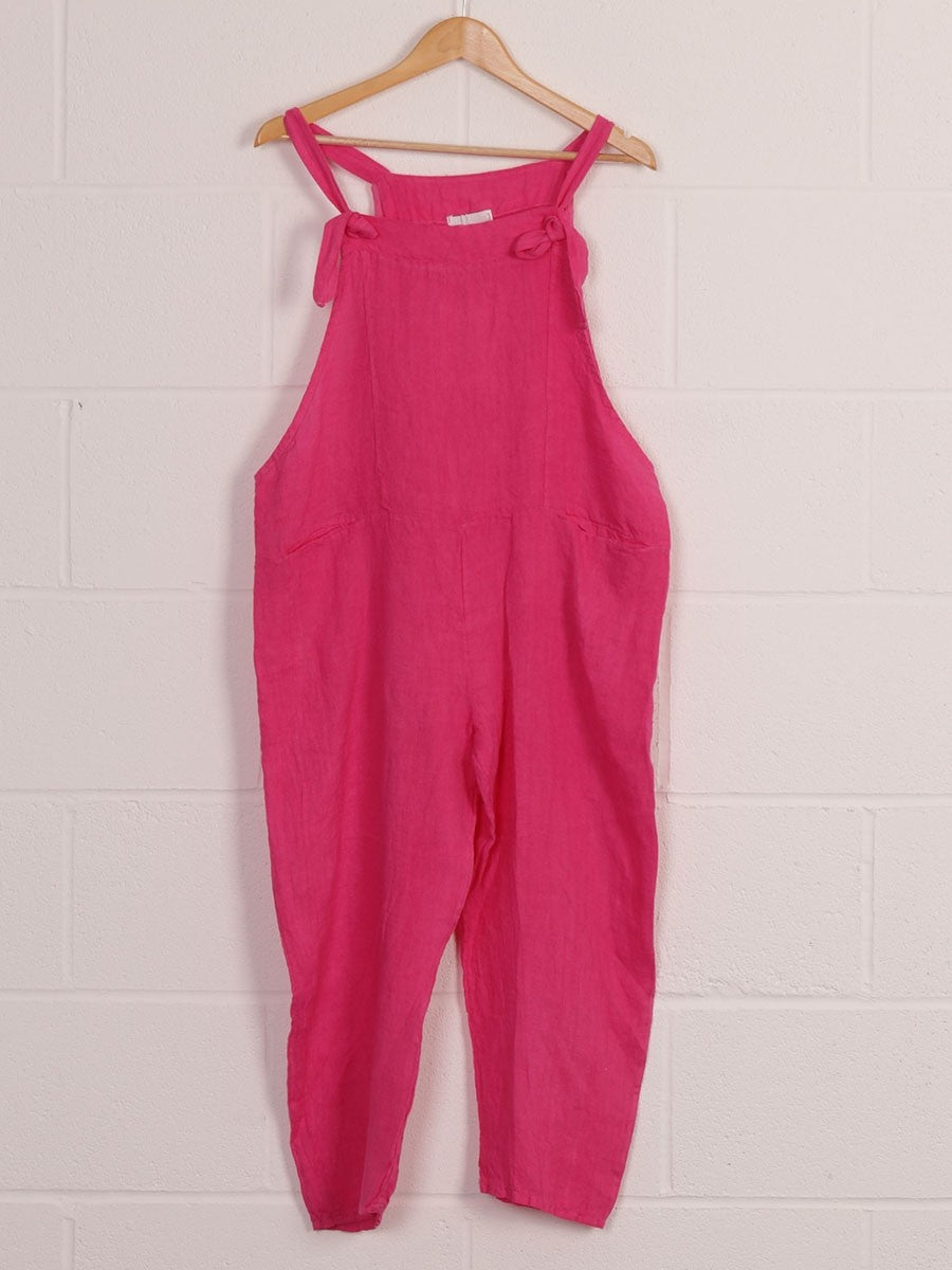 Italian Linen Dungaree With Front Pockets