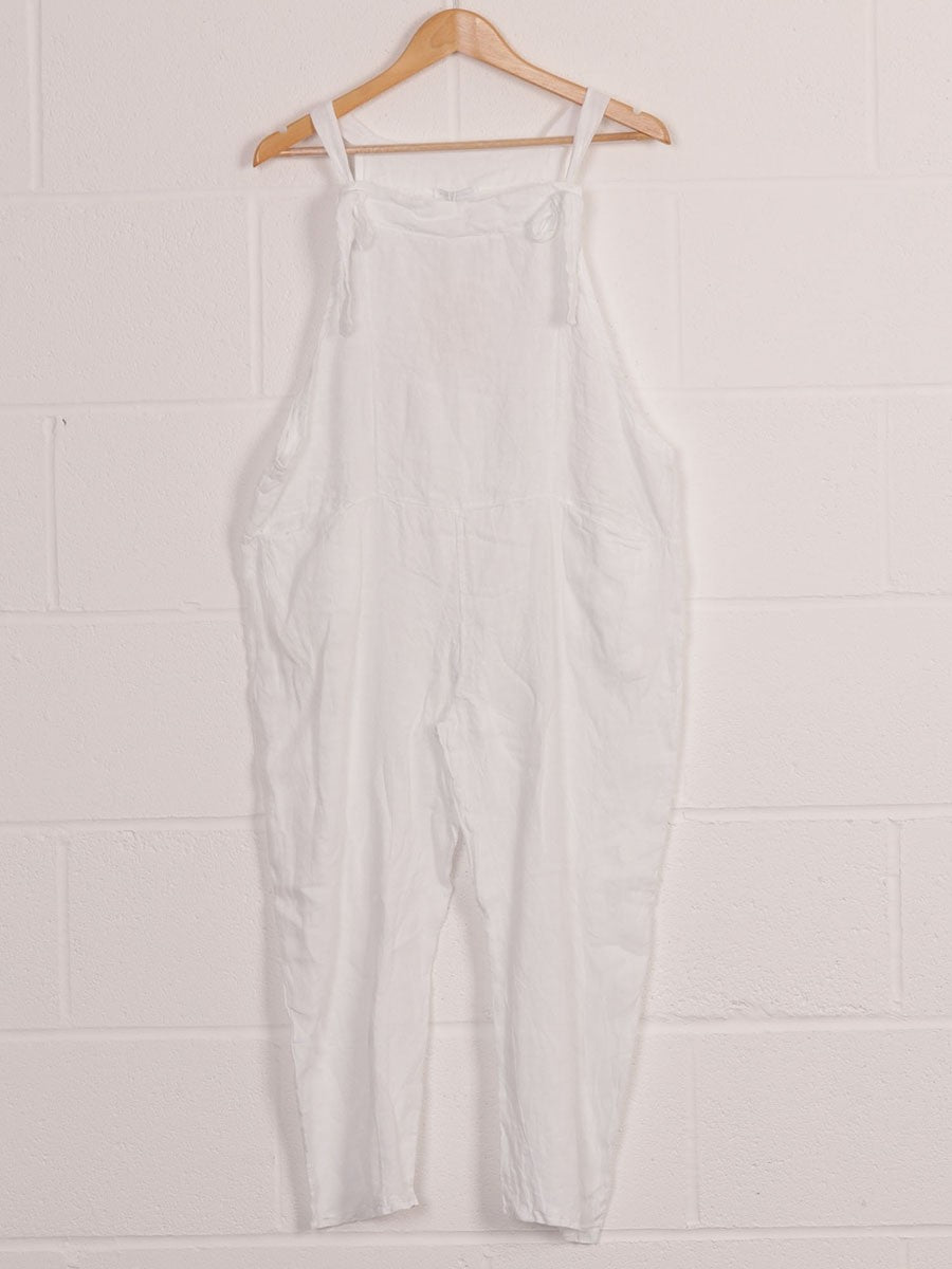 Italian Linen Dungaree With Front Pockets