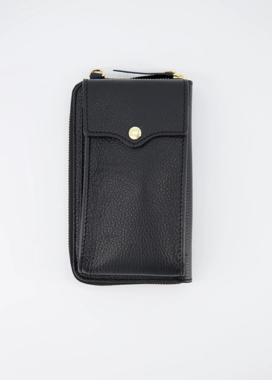 Leather Wallet With Phone Pocket & Strap