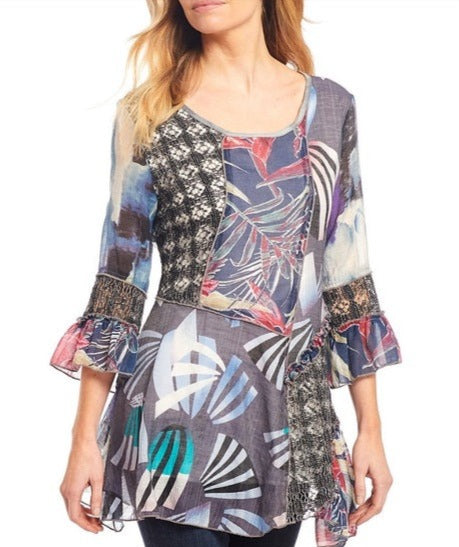 Tunic Top With Multiple Print