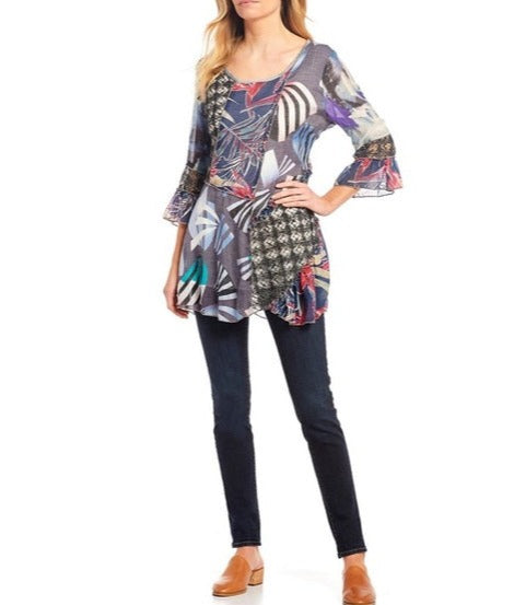 Tunic Top With Multiple Print