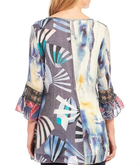 Tunic Top With Multiple Print