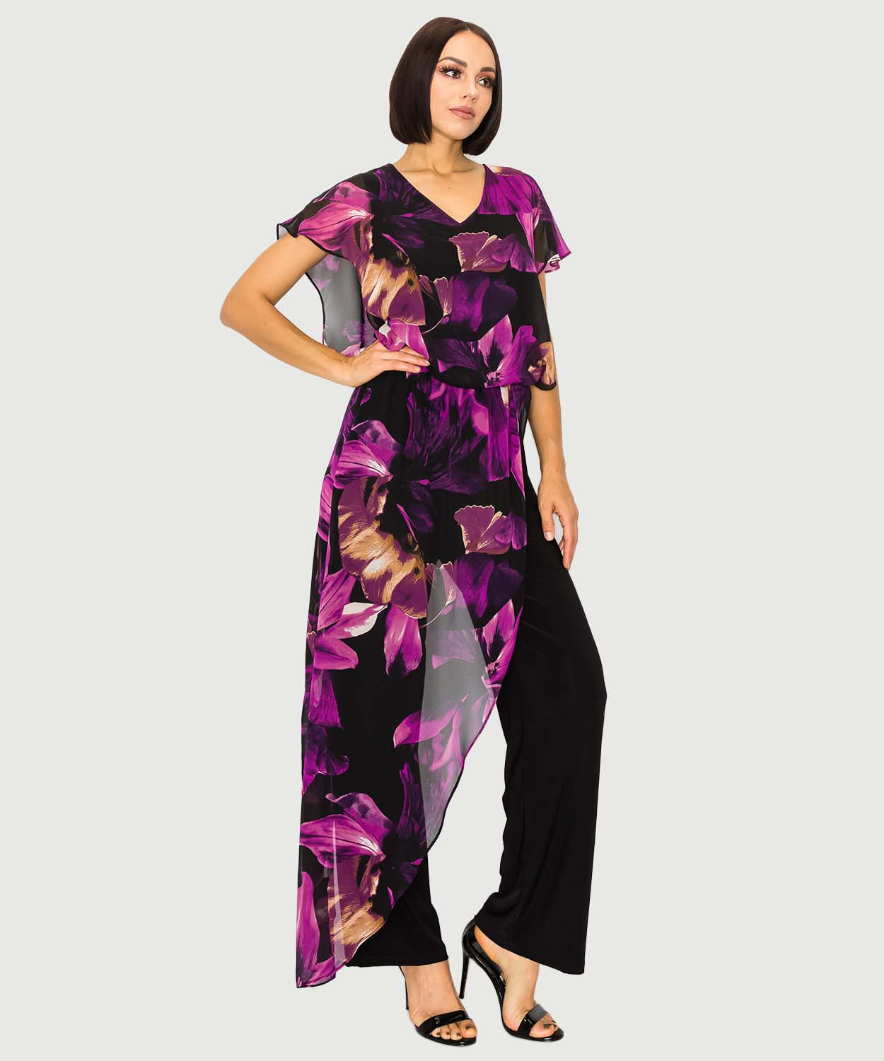 Printed Jumpsuit With Asymmetrical Lateral Fall