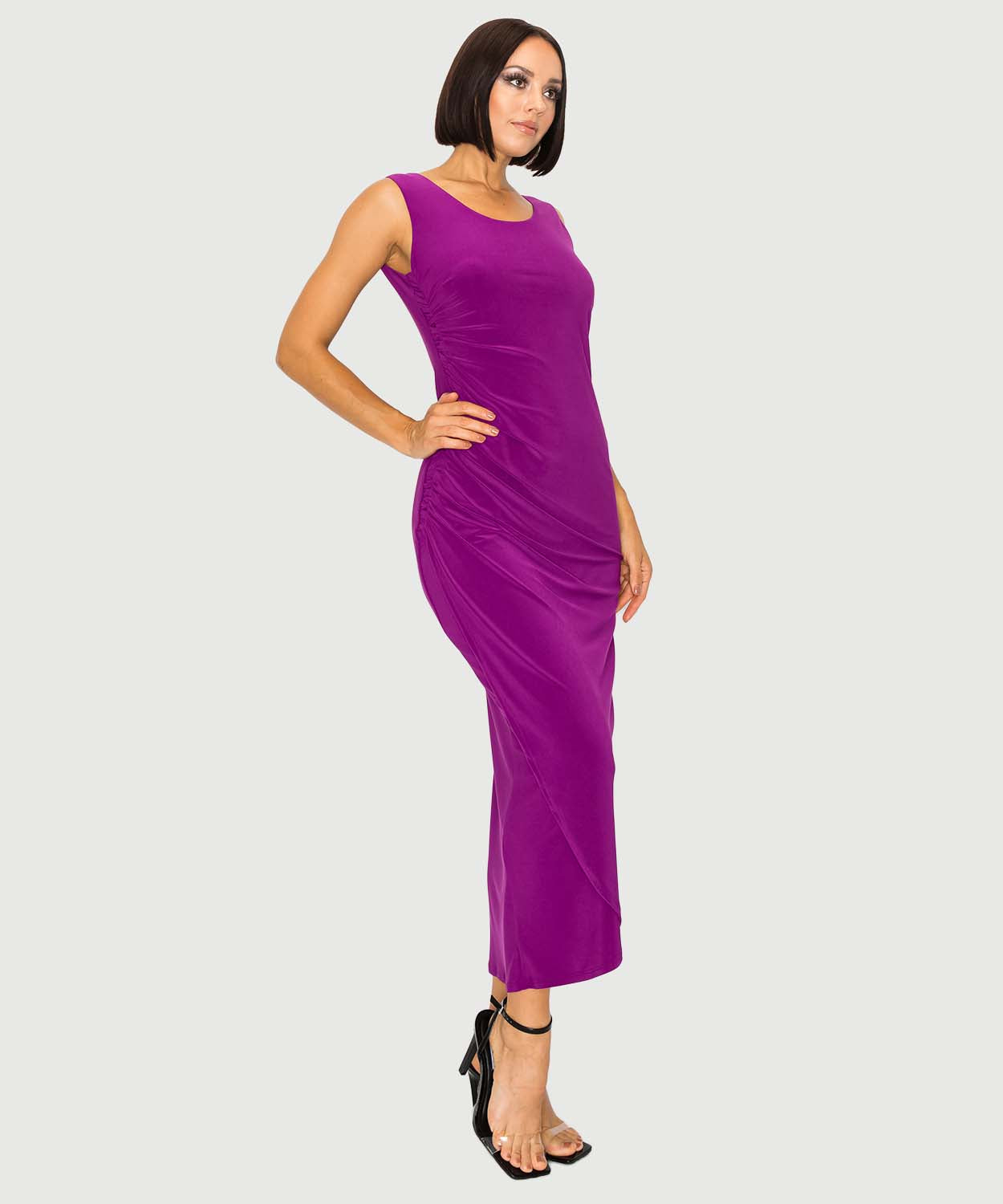 Double Scoop Tank Dress with Side Ruching