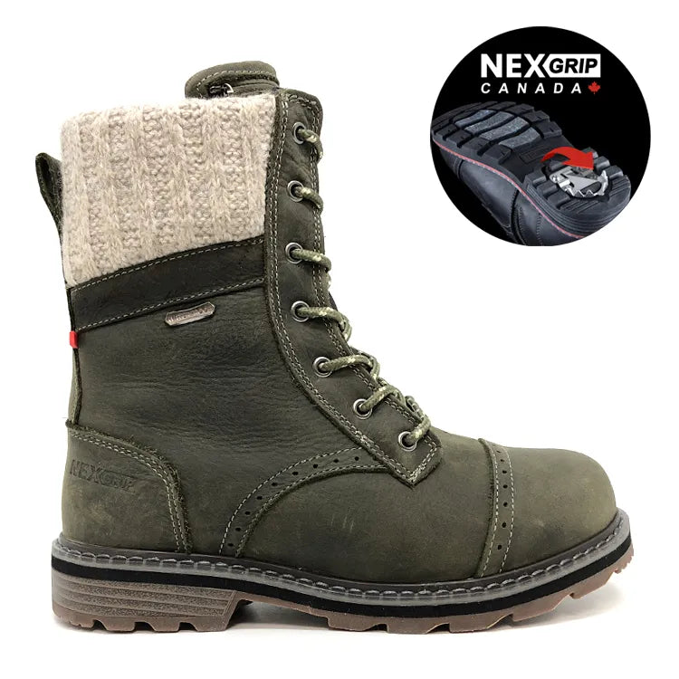 Mid-Calf Olive Green Winter Boots