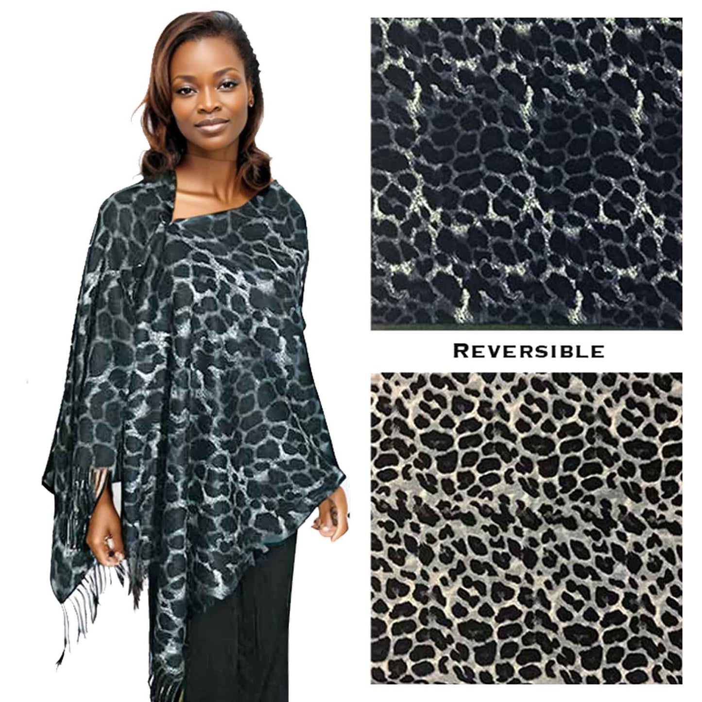 Animal Print Soft Touch Button Shawl