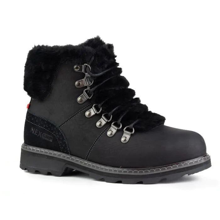 Fur Trimmed Short Black Winter Boots