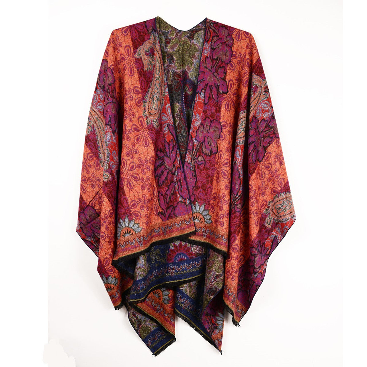 More Reversible Printed Cashmere Ruana Wraps