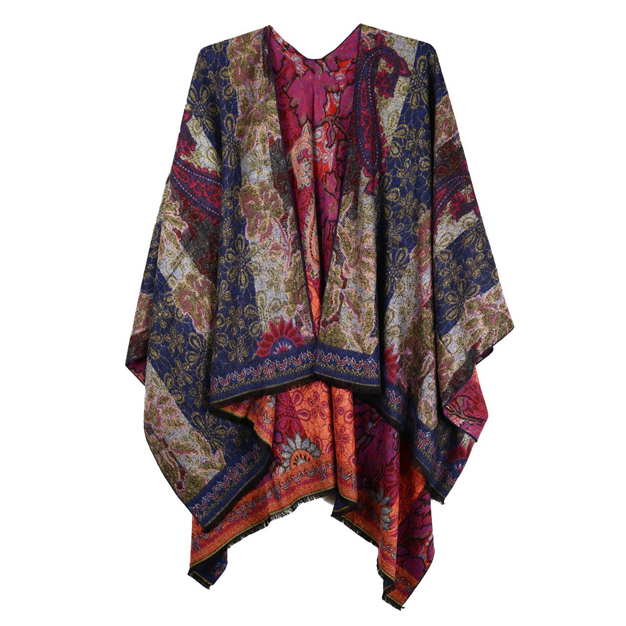 More Reversible Printed Cashmere Ruana Wraps