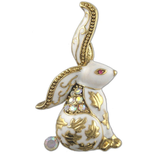 Crystal Accent Rabbit Brooch