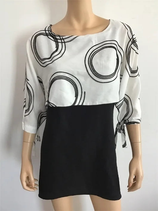 Black & White Sleeveless Top With Sewn Shirt And Draping