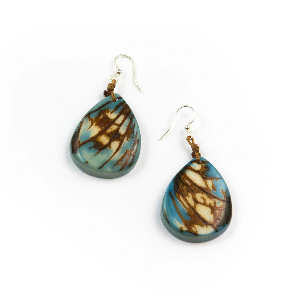 Marbled Teardrop Tagua Earrings