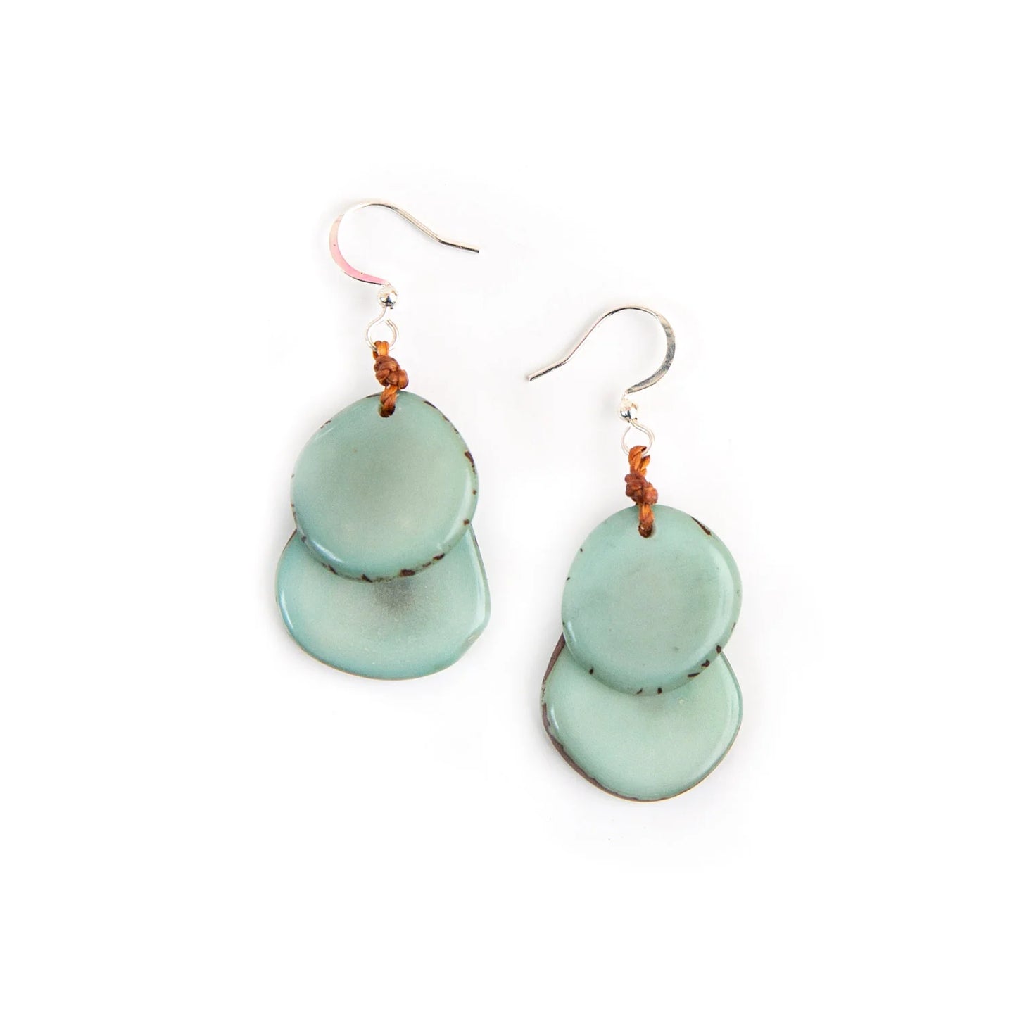 Double Tagua Slice Drop Earrings