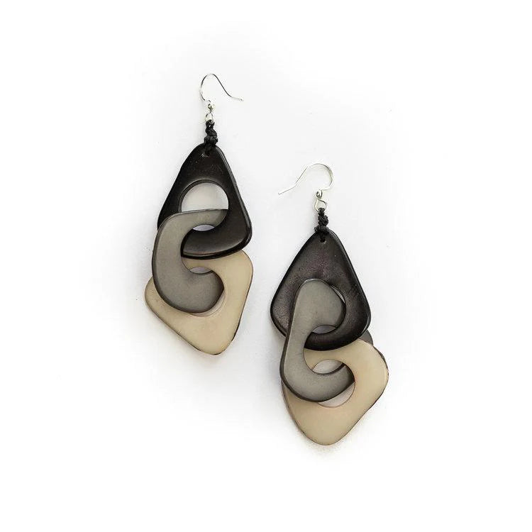 Tri-Drop Hand-Carved Earrings