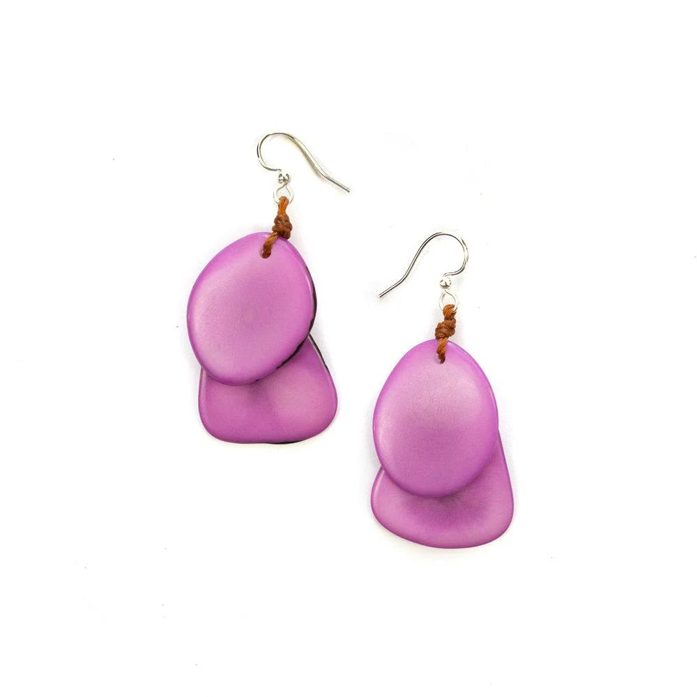 Double Tagua Slice Drop Earrings