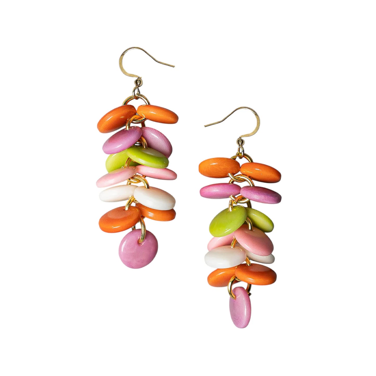 Organic Disc Cascade Earrings (Available in 4 colors)