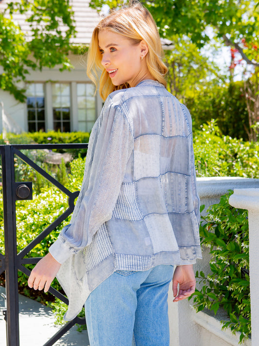 Long Sleeves Patchwork Short Cardigan
