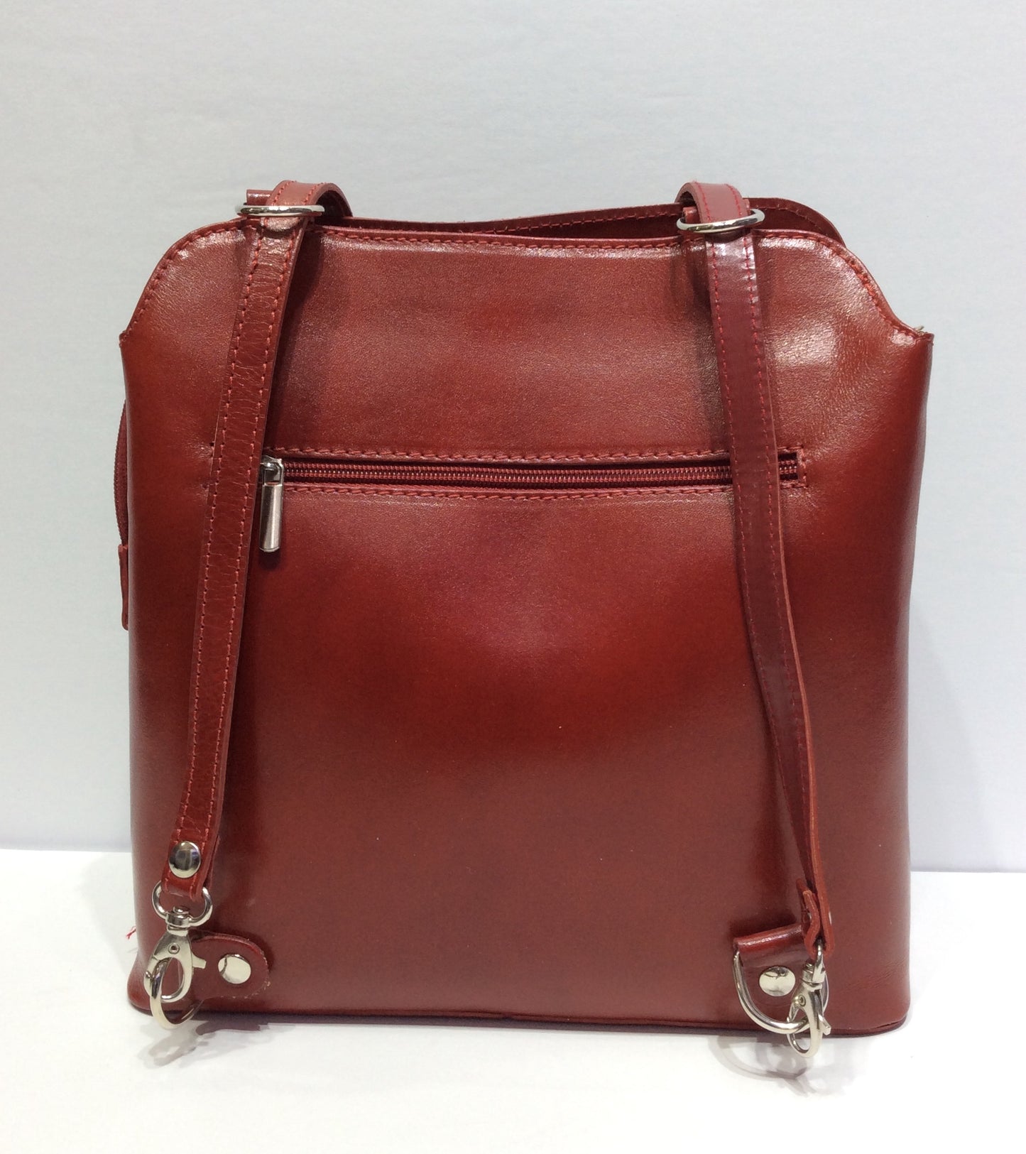 Rounded Edged Italian Leather Backpack Purse