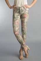 Reversible Khaki and Muted Pink Floral Pattern Pants