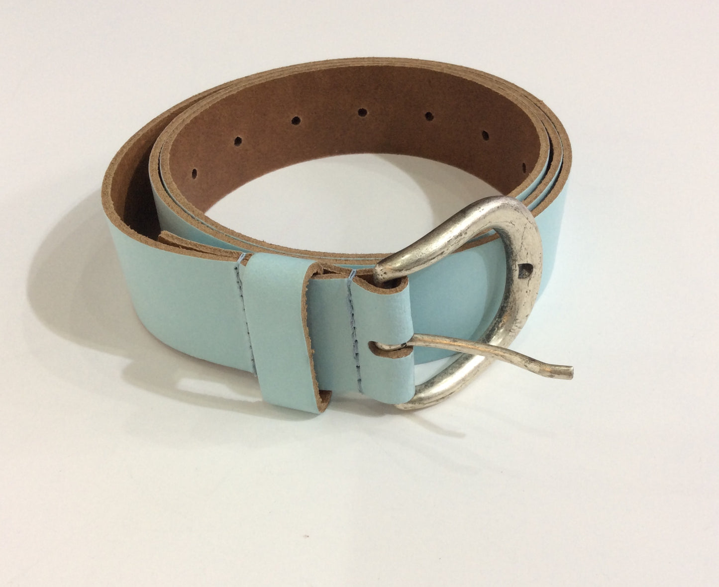 Robin Egg Blue Italian Leather Belt