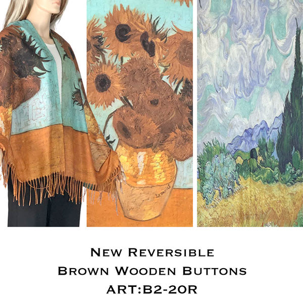 Reversible Art Design Soft Touch Button Scarves