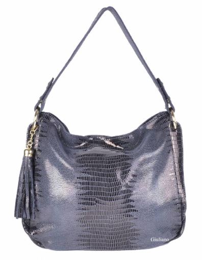 Shiny Croc Textured Italian Leather Handbag / Shoulderbag